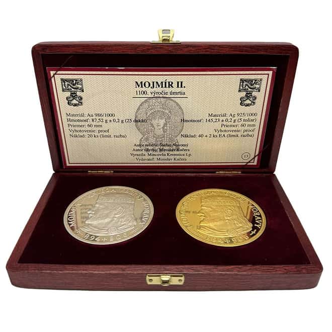 Slovakia Moravian Ruler Mojmir II Gold / Silver 2-Medal Set