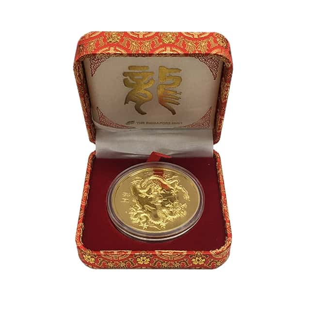1988 5 oz Singold Singapore Year of the Dragon Proof Gold Coin (w/Box & COA)
