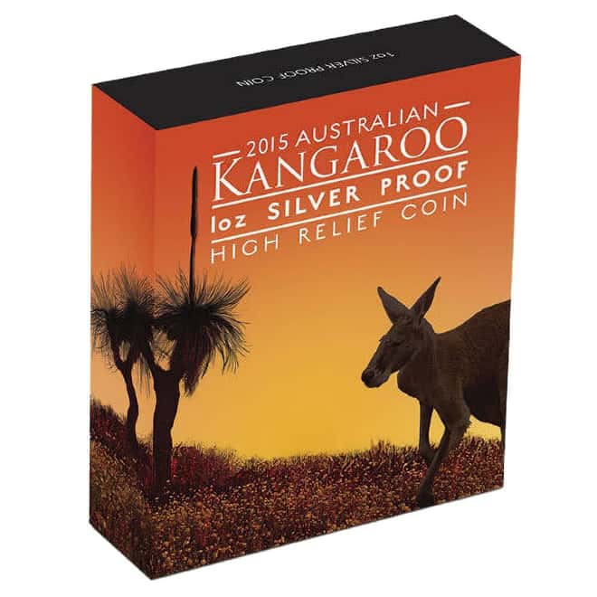 2015 1 oz Proof Silver Australian Kangaroo High Relief Perth Mint Coin