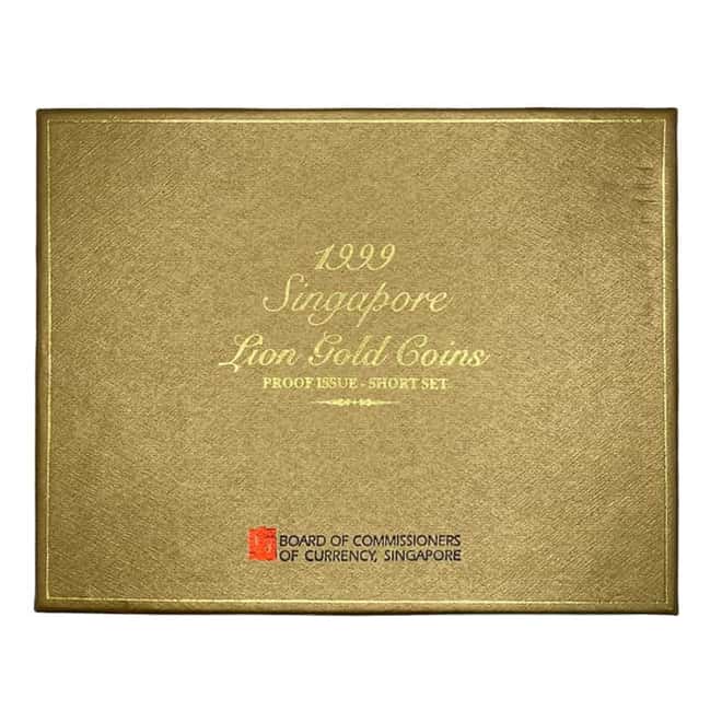1999 0.9 oz Singapore Lion Proof Gold 4-Coin Set and 20 g Silver Ingot (w/Box & COA)