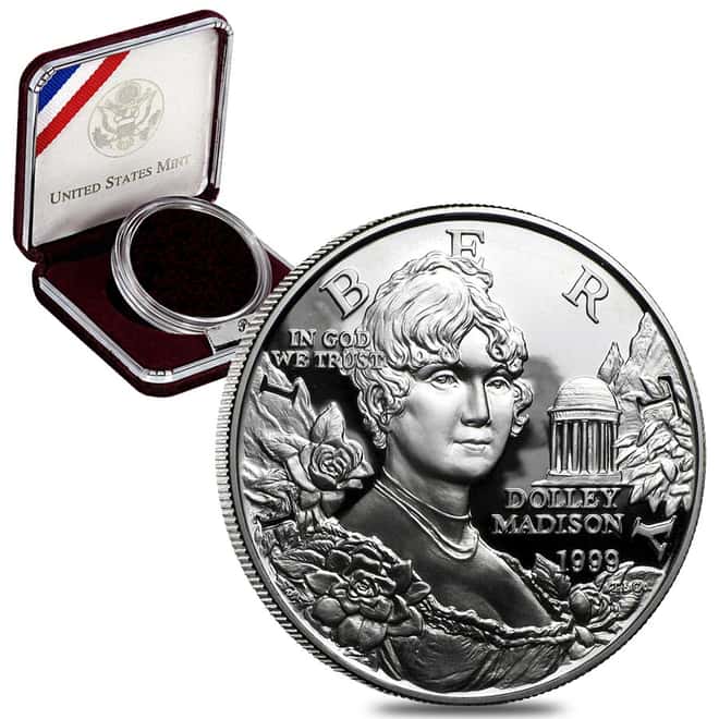 1999-P Dolley Madison Commemorative Proof $1 Silver (w/Box & COA)