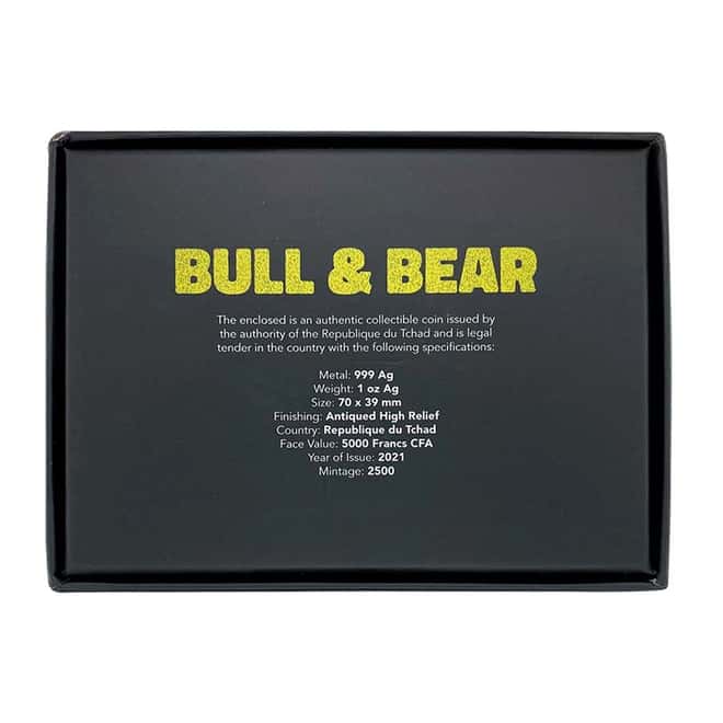 2021 Chad 1 oz Silver Bull Shaped Coin Serial #1 Antiqued High Relief (w/Box)