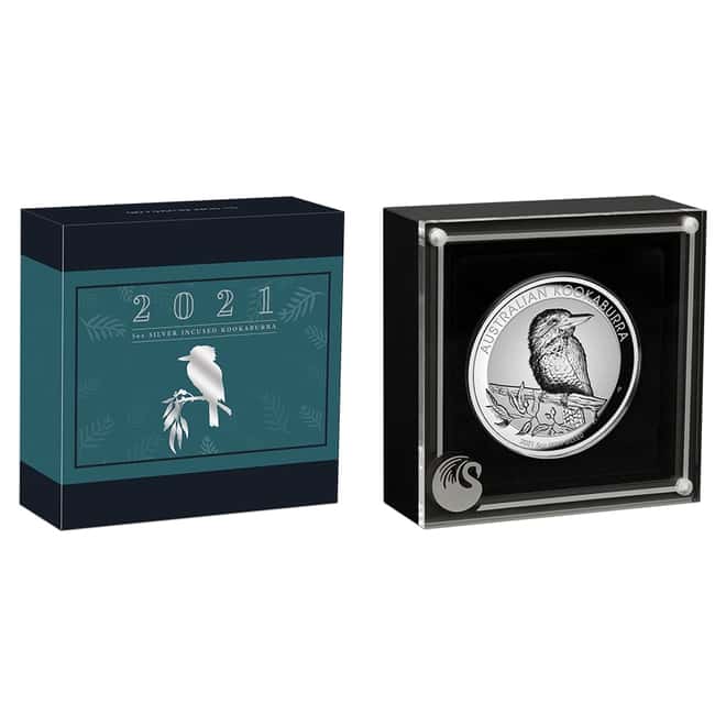 2021 5 oz Incused Silver Australian Kookaburra Perth Mint .9999 Fine (w/Box & COA)