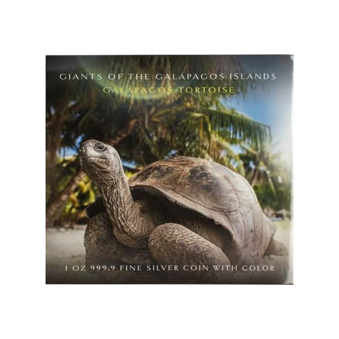 2021 1 oz Colorized Silver Galapagos Tortoise Solomon Islands $2 Coin .9999 Fine (w/Box & COA)