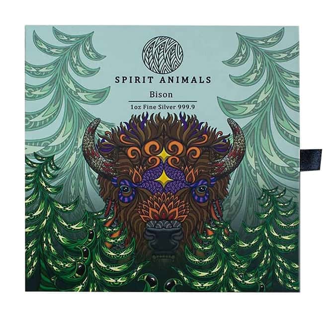 2021 Solomon Islands 1 oz Bison - Spirit Animals Colorized Silver Coin .9999 Fine (w/Box & COA)