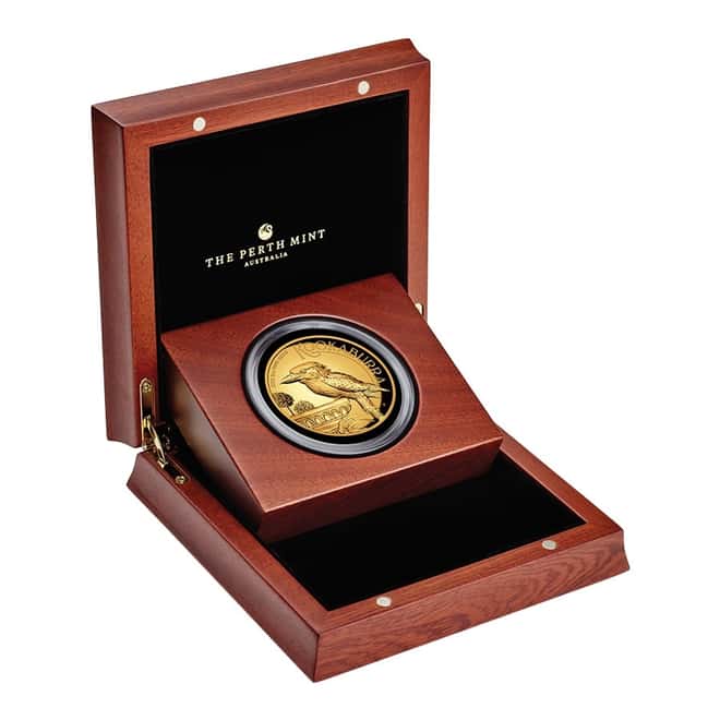 2022 5 oz Proof Gold Australian Kookaburra Perth Mint High Relief Coin .9999 Fine (w/Box & COA)