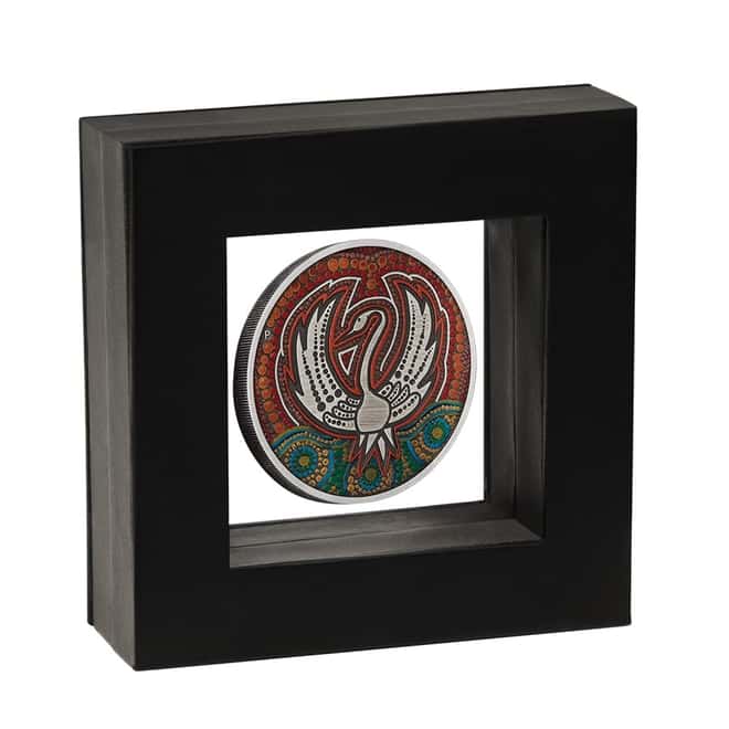 2022 2 oz Black Swan Maali Antiqued Colorized Silver Coin Australian Perth Mint (w/Box & COA)