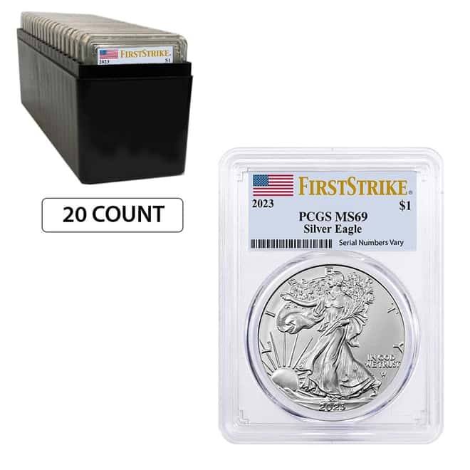 2023 1 oz Silver American Eagle $1 Coin PCGS MS 69 First Strike (Flag Label)