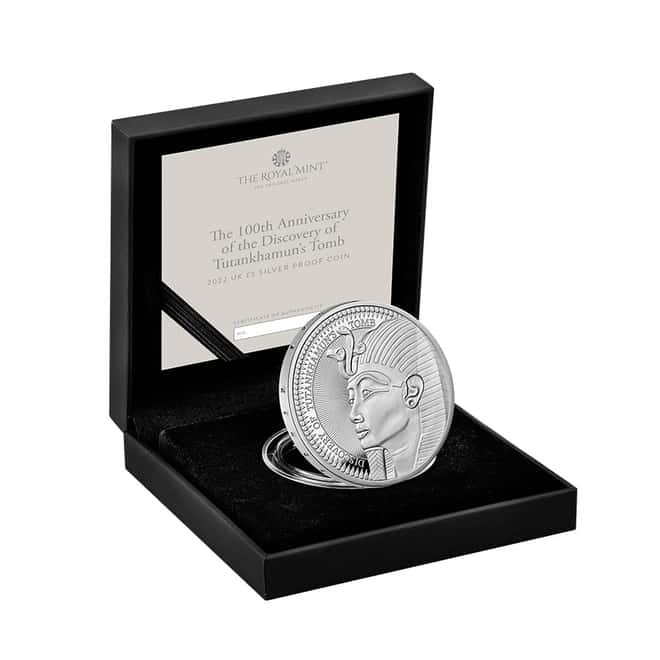 d 2022 UK 28.28 gram Discovery of Tutankhamun's Tomb Proof Silver Coin .925 Fine (w/Box & COA)