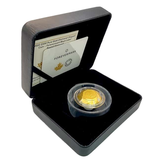 2022 Canada 167.56 gram Gold Diamond Shaped Coin - Forevermark Black Label Round Diamond .9999 Fine (w/Box & COA)
