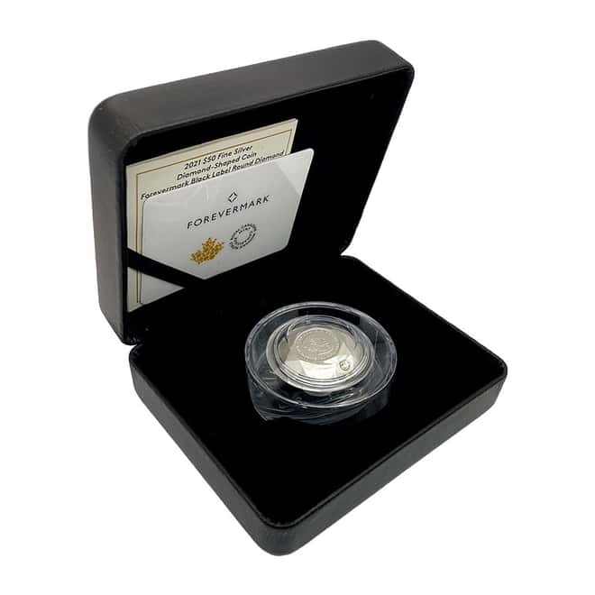 2021 Canada 3 oz Silver Diamond Shaped Coin - Forevermark Black Label Round Diamond .9999 Fine (w/Box & COA)