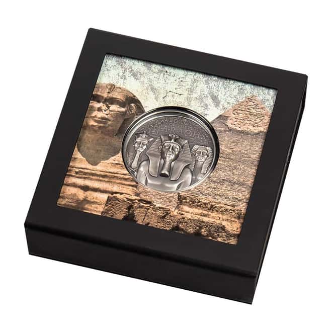 2022 Cook Islands 3 oz Silver Legacy of the Pharaohs Coin Antiqued .999 Fine (w/Box & COA)
