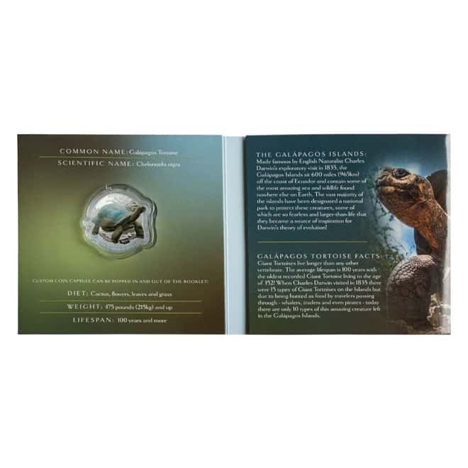 2021 1 oz Colorized Silver Galapagos Tortoise Solomon Islands $2 Coin .9999 Fine (w/Box & COA)
