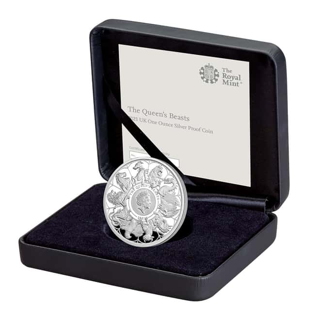 2021 Great Britain 1 oz Proof Silver Queen's Beasts Griffin of Edward Coin .999 Fine (w/Box & COA)