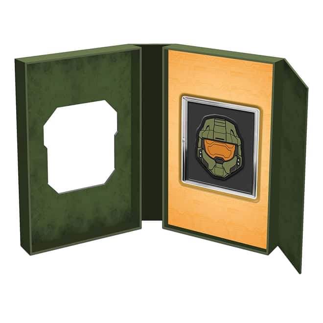 2021 Niue 1 oz Silver Master Chief Helmet Shaped Coin - Halo 20th Ann .999 Fine (w/Box & COA)
