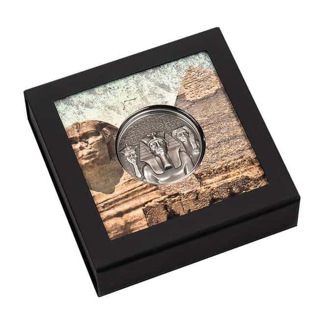 2022 Cook Islands 3 oz Silver Legacy of the Pharaohs Coin Antiqued .999 Fine (w/Box & COA)