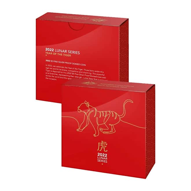 2022 1 oz Proof Silver Lunar Year of the Tiger Domed Coin Royal Australian Mint (w/Box & COA)