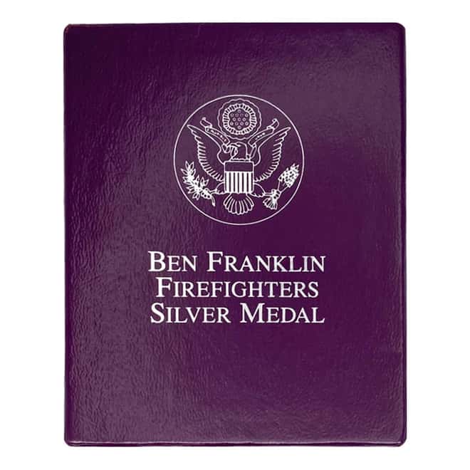 1992 US Mint 1 oz Ben Franklin Firefighters Proof Silver Medal .999 Fine (w/Box & COA)