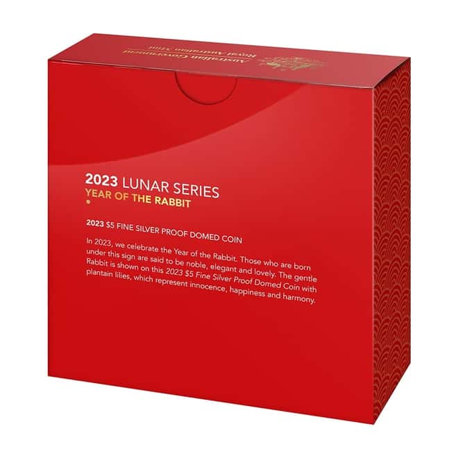 2023 1 oz Proof Silver Lunar Year of the Rabbit Domed Coin Royal Australian Mint (w/Box & COA)
