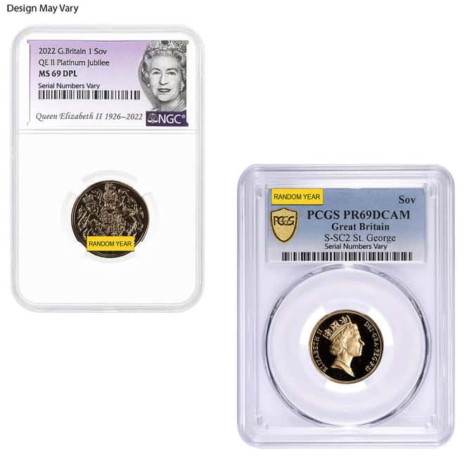 British Gold Sovereign Coin NGC/PCGS MS/PF 69 (Random Year)