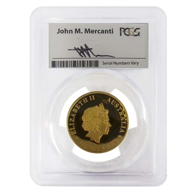 2015 1 oz Gold Australian Wedge-Tailed Eagle Perth Mint PCGS PF 70 DCAM (John M. Mercanti Sign Label)