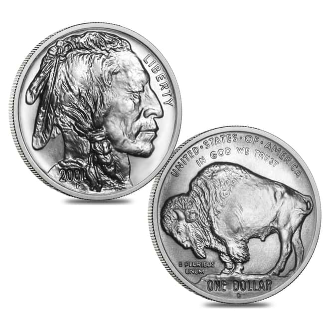 2001 P/D 1.548 oz Silver American Buffalo 2-Coin Set (w/Box & COA)