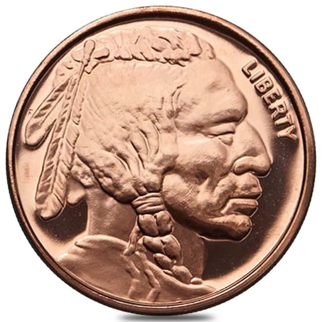 Tube of 20 - 1 oz Indian Head Copper Round .999 Fine