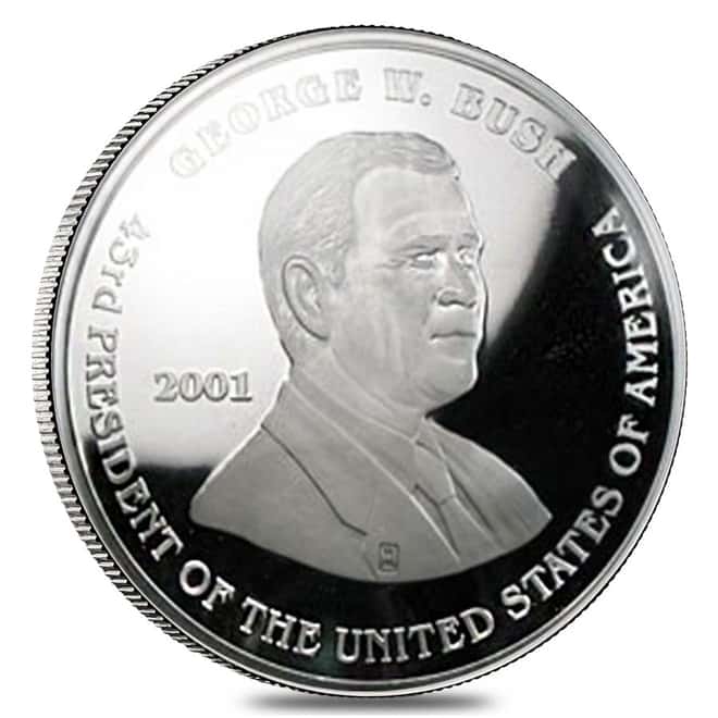 2001 Presidential Election 8 oz Silver Proof Round - George Bush/Al Gore (w/Box & COA)