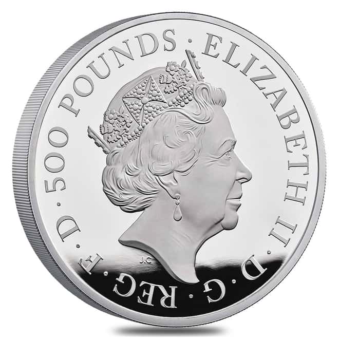 2021 Great Britain 1 Kilo Proof Silver Queen's Beasts White Greyhound of Richmond Coin .999 Fine (w/Box & COA)
