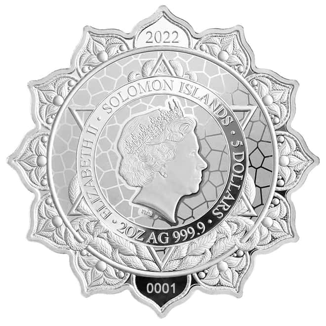 2022 Solomon Islands 2 oz Antelope of the 4th Chakra Colorized Silver Coin .9999 Fine (w/Box & COA)