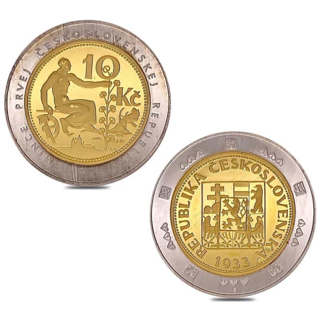 First Czechoslovakia Republic Gold/Silver Bimetallic 10-Coin Set