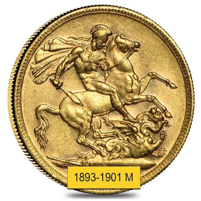 1893-1901-M Australia Gold Sovereign Victoria Veil Head Avg Circ