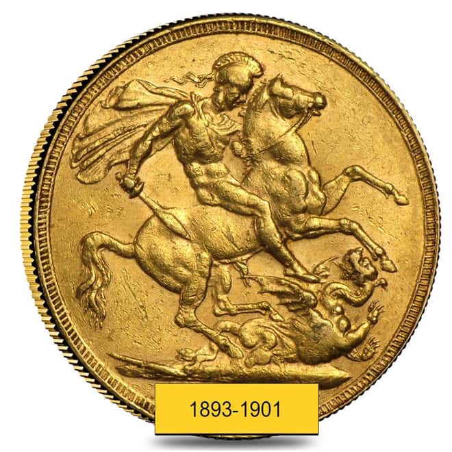 1893-1901 British Gold Sovereign Victoria Old Head w/Veil Avg Circ