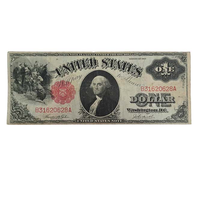 1917 $1 Legal Tender United States Currency Note Avg Circ