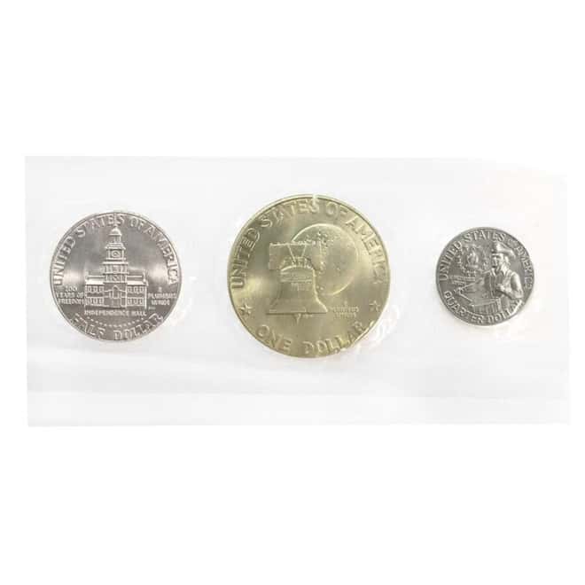 1976-S Bicentennial Silver Unc. 3-Coin Set (Red Envelope, w/COA)