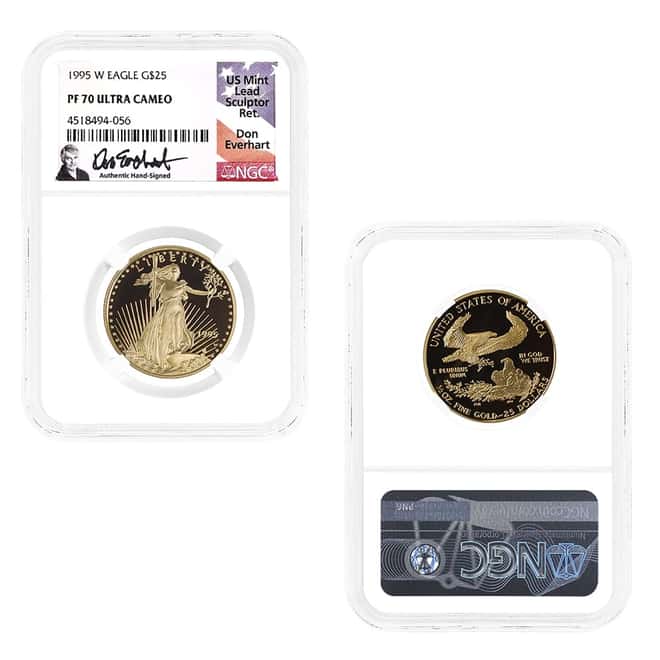 1995-W 1.85 oz Proof Gold Eagle 4-Coin Set NGC PF 70 (Everhart Sign)