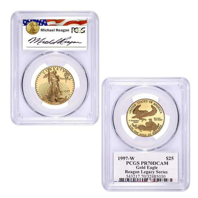 1997 W 1.85 oz Proof Gold American Eagle 4 Coin Set PCGS PF 70 (Michael Reagan Sign)