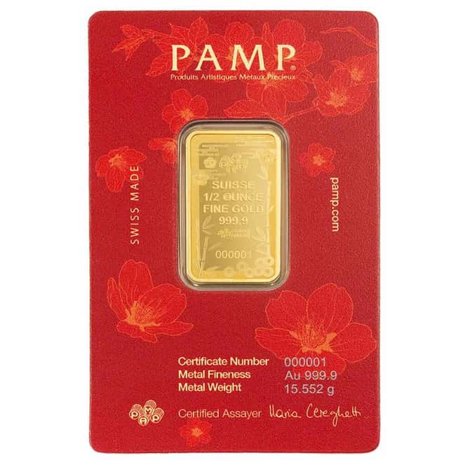 1/2 oz PAMP Suisse Good Luck Maneki Neko Gold Bar .9999 Fine (in Assay)