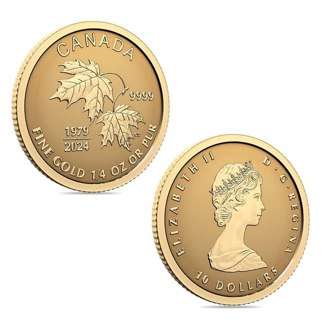 2024 Canada 1.4 oz Gold Maple Leaf 45th Ann. 4-Coin Set