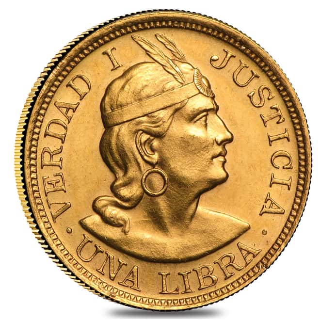 1 Libra Peru Gold Coin Avg Circ AGW .2354 oz (Random Year)