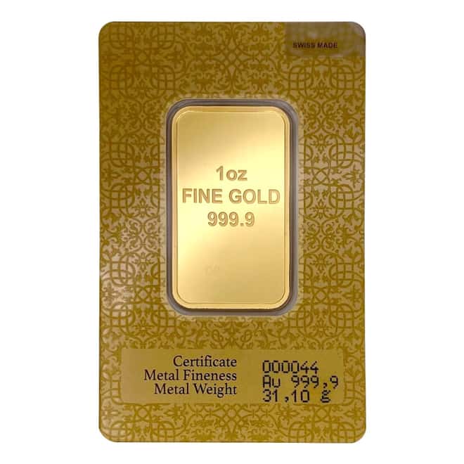 1 oz Switzerland Russian Standard Vodka Gold Bar .9999 Fine (In Assay, w/Box)