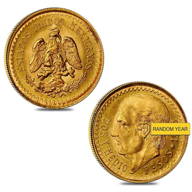 2.5 Pesos Mexican Gold Coin AGW .0603 oz AU/BU (Random Year)