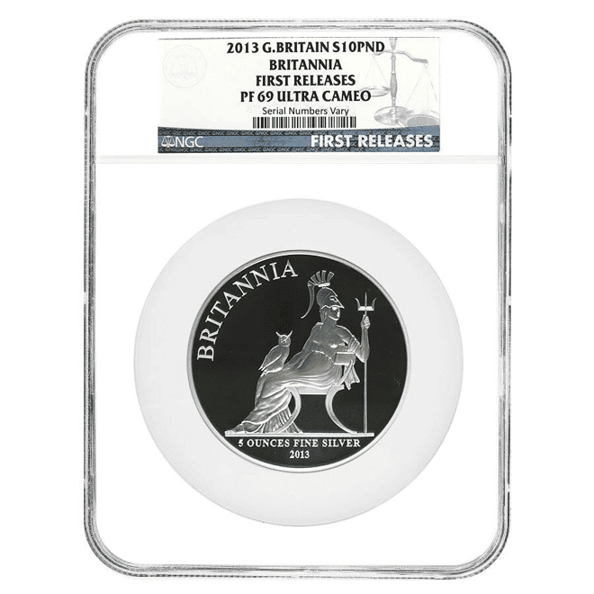 2013 Great Britain 5 oz Proof Silver Britannia NGC PF 69 UCAM FR
