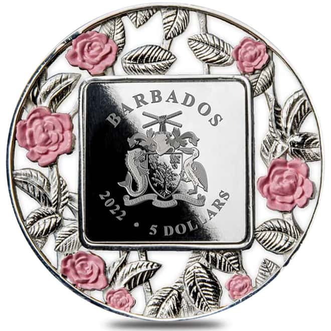 2022 2 oz Silver Lady Diana Filigree Coin Barbados .999 Fine (w/Box & COA)