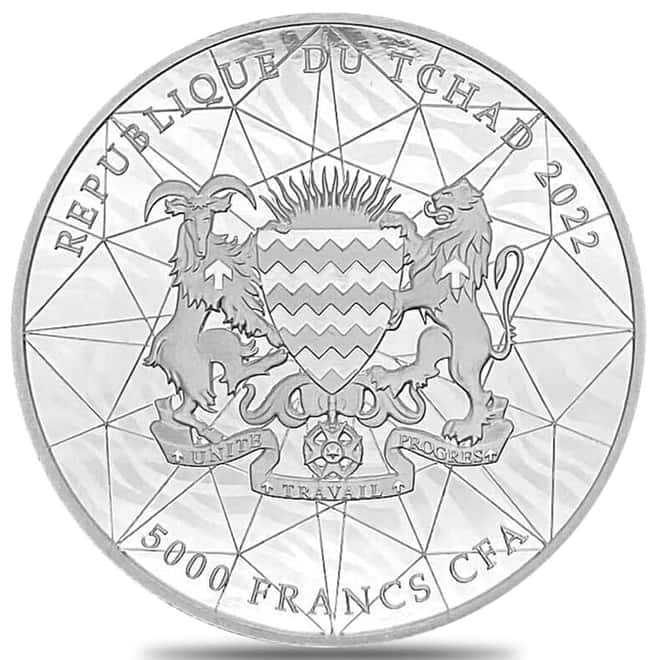 2022 Chad 1 oz Silver Multifaceted Tiger Coin Serial #2 Ultra High Relief (w/Box)