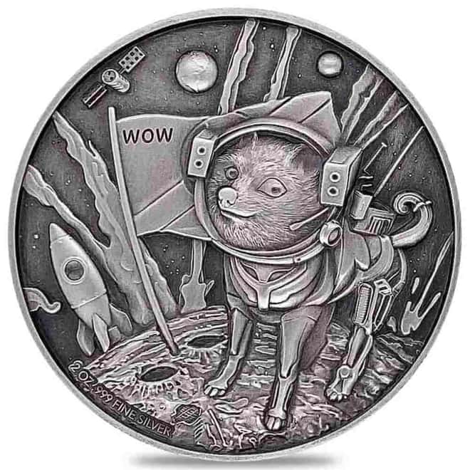 2022 Chad 2 oz Silver Doge on The Moon High Relief Coin NGC MS 70 ER One of First 100