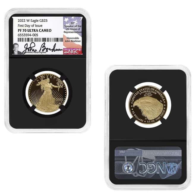 2022-W 1.85 oz Proof Gold Eagle 4-Coin Set NGC PF 70 FD (Boehner Sign)