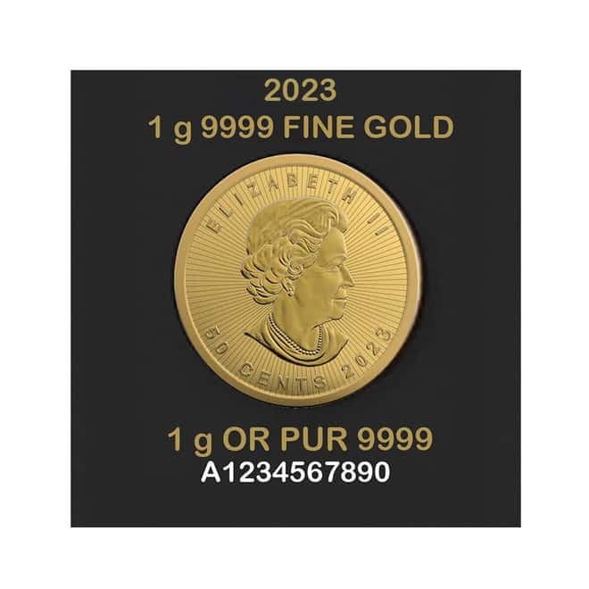 2023 1 gram Canadian Gold Maples $.5 Coin .9999 Fine - Maplegram25™
