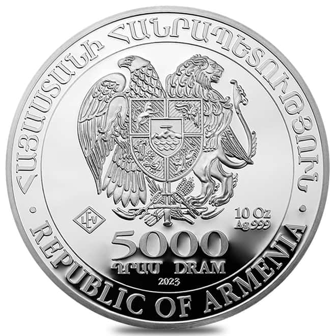 2023 Armenia 10 oz Noah's Ark Silver Coin 5000 Dram BU