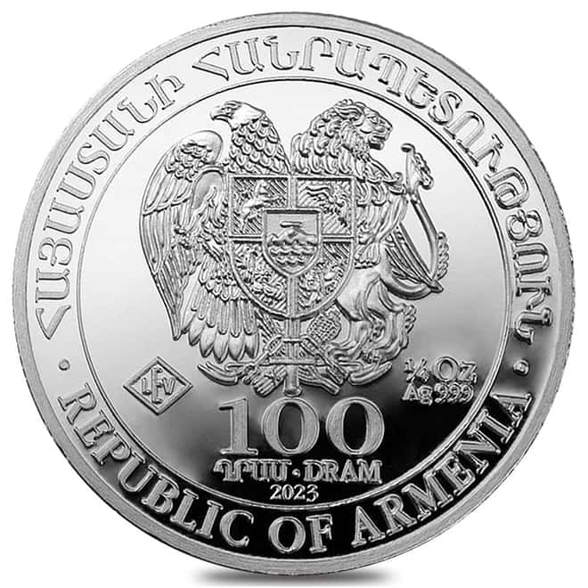 2023 Armenia 1/4 oz Noah's Ark Silver Coin 100 Dram .999 Fine BU